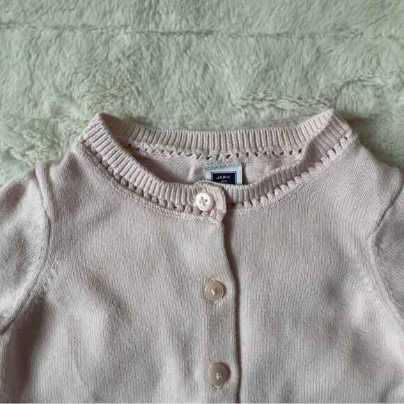 Janie and Jack 100% Cotton Blush Pink Baby Sweater cardigan long sleeve soft EUC - Picture 3 of 8